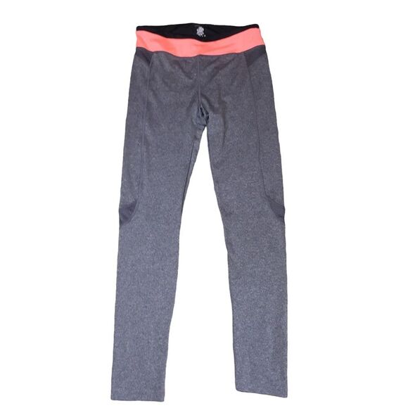 NWOT Zenana Sports Athletic Leggings Large Mesh  Gray Coral Exercise Workout - Picture 2 of 9
